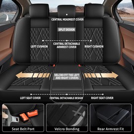 JIAMAOXIN Car Seat Covers for Volkswagen CC 2009-2017: 5 Seat Full Set Faux Leather Seat Covers (5 Seat Full Set, Black)