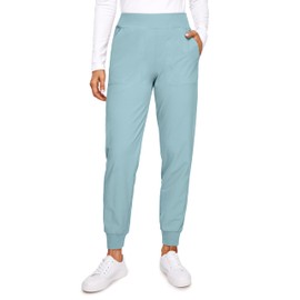 CRZ YOGA Womens Joggers Pants with Pockets Lightweight Workout Travel Casual Golf Hiking Pants for Women Quick Dry Light Grayish Blue Small