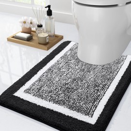 smiry Microfiber Non-Slip Bath Mats for Bathroom, Extra Soft Absorbent Bathroom Mats Rugs, Machine Washable Quick Dry Floor Mats, 50 x 60 cm, Black