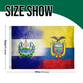 El Salvador Ecuador Mixed Flag - 3x5 Ft Nylon Home Decor Outdoor Flag with Brass Grommets