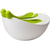 Qualy 9984 Sparrow Salad Bowl with Salad Servers, White/Green, 23.5