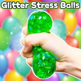 Kawaite Green Squishy Glitter Stress Balls for Boys, Girls and Adults - Stretch Stress Dough Ball, Squishy Stress Ball Squeeze Fidget Toys, Squeeze Ball for Party Favors, Classroom Prizes