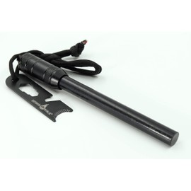 Outdoor Ninja Fire Steel – The Legend Tactical – Black FireSteel for Hiking, Bush Power, Trekking, Camping and Other Outdoor Hobbies Including Multifunctional Scratcher, The Perfect Survival Kit