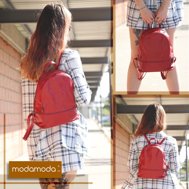 modamoda de T137 ital Women's Leather Backpack - Grey -