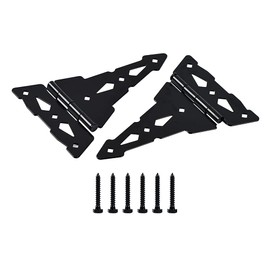 HOME MASTER HARDWARE 8 Inch Heavy Duty Decorative T Hinge Shed Storage Gate Barns Tee Hinges with Screws Black Finish 4 Pack