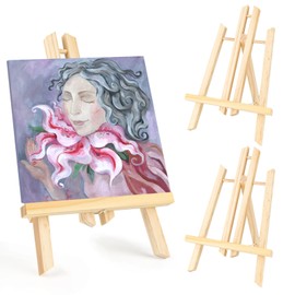 ZEFAN 3 Pieces Wooden Tabletop Art Display Easels, 30cm Table Top Easel, Mini Easel Stand for Painting, Wooden Easel for Painting, Wedding, Exhibition