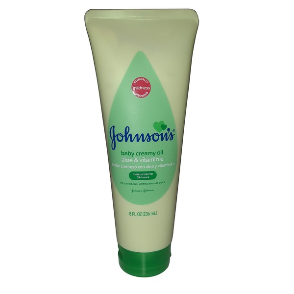 Johnson & Johnson Johnson's Baby Creamy Oil, Aloe & Vitamin E, 8 Ounce (Pack of 6)