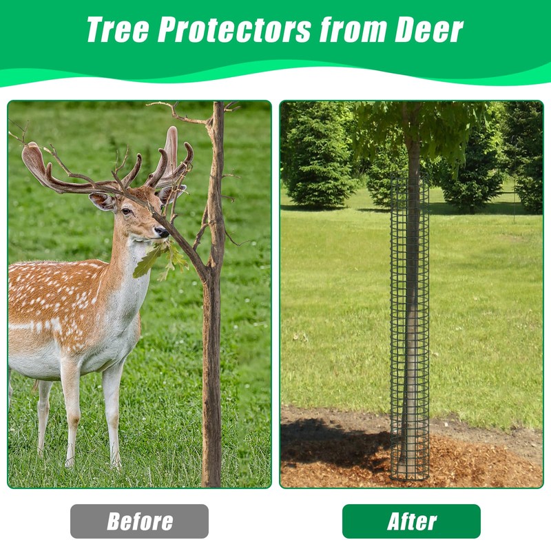 UQM 48 Inch Tree Trunk Protector, 12 Pcs Metal Tree
