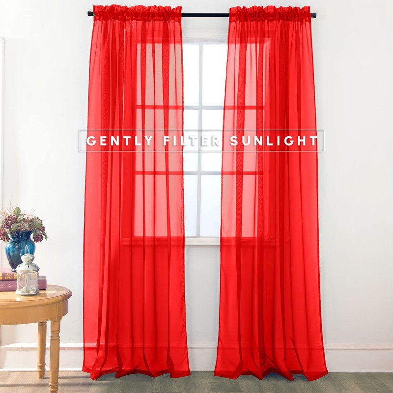 Elegant Comfort 2-Piece Sheer Panel with 2'' Rod Pocket, Window