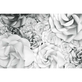 Bormia 3D White Rose Wall Mural Gray and White Wallpaper Decor for Girls Bedroom Living Room