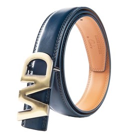 white deer Men's Leather Belt 105 cm - 130 cm Jeans Men's Belt Vintage Full Leather 35 mm with Gift Box, Can Be Shortened, Bronze and Blue