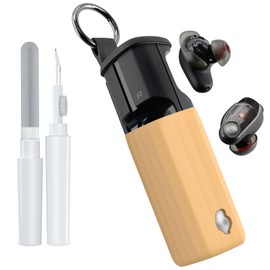 POZCIS for Skullcandy Method 360 ANC Case Cover, Soft Silicone Protective Earbuds Case, Only Compatible with Skullcandy Method 360 ANC with Cleaner Kit Accessories Set(Brown)