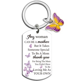 Mothers Day Bonus Mom Gifts for Bonus Mom Birthday Gifts for Stepmom Keychain From Daughter Son Thank You Gift for Step Moms Unique Appreciation Gift for Mother's Day Keyring