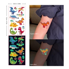 400 Pcs Luminous Cartoon Temporary Tattoos for Kids,Dinosaur Mermaid Unicorn Animals Glow Tattoos Stickers,Glow In The Dark Glitter Tattoo for Boy Girls Fake Tattoo Stickers (Luminous Tattoos) 573
