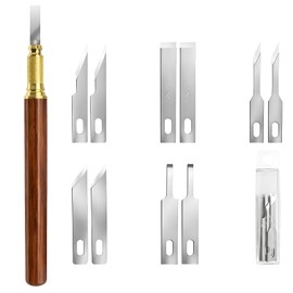 Wooden Handle Precision Craft Knife Set, Utility Exacto Knife Kit with 10PCS Blades Precision Hobby Knives Blades Set for Carving Modeling Scrapbooking Stencil And Art Projects