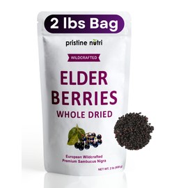 Elderberries Dried Bulk | Whole European Elderberry Dried, Wildcrafted All Natural | Non-GMO, Non-irradiated | Immunity Booster Antioxidants and Vitamins | Make Syrup, Tea| 2 lb (32 oz)