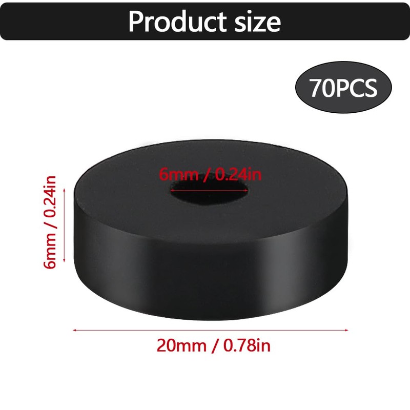 Aoyswuz Pack of 70 Rubber Washers Rubber Buffer 20 x