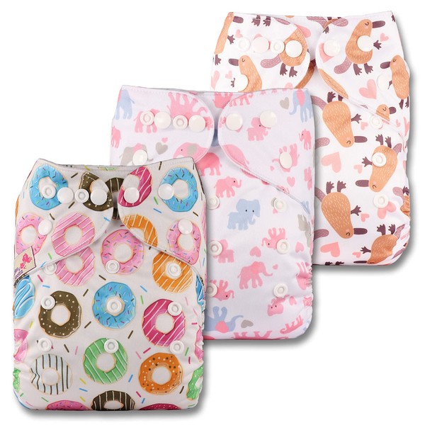 Littles & Bloomz, Reusable Pocket Cloth Nappy, Fastener: Popper, Set