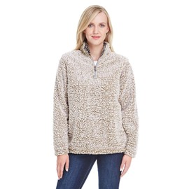 J America Ladies' Epic Sherpa 1/4 Zip L OATMEAL HEATHER