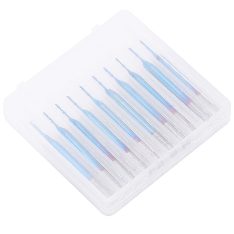 10Pcs 2‑Flute Router Bit Blue Coated Spiral Ball End Mill