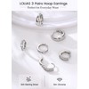 LOLIAS 3 Pairs Sterling Silver Hoop Earrings for Women Hypoallergenic