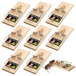 8 Pack Large Rat Traps, Reusable Wooden Mouse Traps with Heavy Duty Double Spring, Sturdy Wood Base, Trampa para Ratas Trap for Rats, Mice & Rodents, Indoor & Outdoor Use