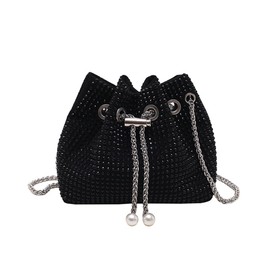 TOFBS CrossBody Bag Women's Glitter Sequins Rhinestone Clutch Small Handbag Shoulder Bag Evening Bag for Wedding Evening Party Holidays, black