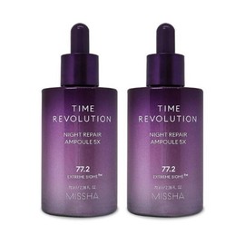 MISSHA Time Revolution Night Repair Purple Ampoule 5X 70ml 2 Pieces Ss / MISSHA 타임 레볼루션 나이트 리페어 보랏빛 앰플 5X 70ml 2개 Ss