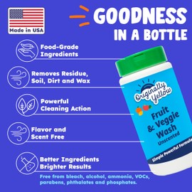 Originally Yellow USA Made Fruit And Vegetable Wash | Food-Grade Fruit and Veggie Wash With No Aftertaste | Powerful Cleaning & Safe Ingredients | Plant-Derived Produce Cleaner & fruit washer | 2 lb