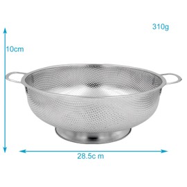 Intirilife Stainless Steel Sieve with Two Handles – 28.5 x 10 cm – Kitchen Helper Noodle Strainer Drain Strainer for Rice Fruit Salad Vegetable Dishwasher Safe