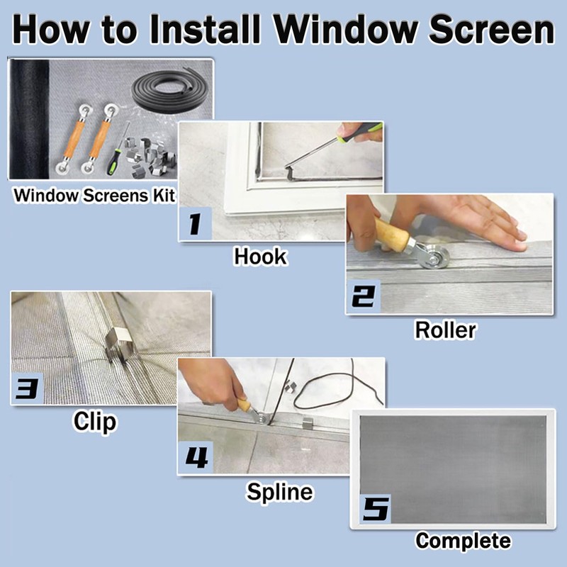 King&Charles Window Screen Door Repair/Replacement Kit, Include Black Screen Mesh