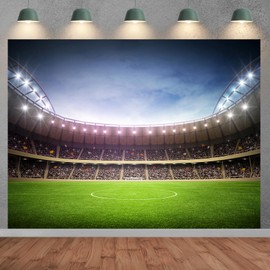 Soccer Field Backdrop, Football Pitch Stadium Theme Photography Background,Sports Backdrops for photoshoot Birthday Party Decoration Supplies Banner 7x5ft