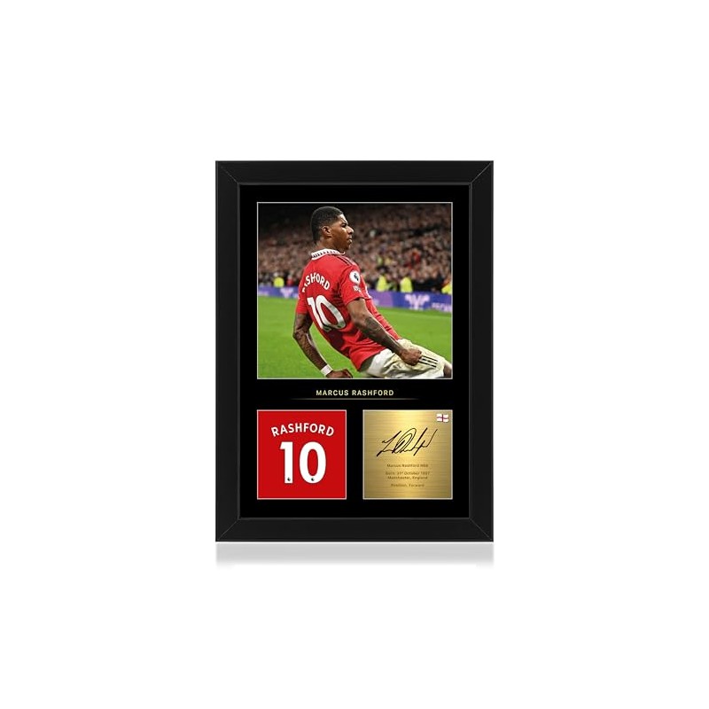 Win FC Marcus Rashford A4 Framed Photo Display - Reproduced