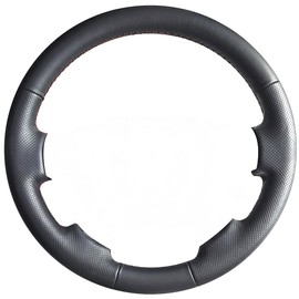 RedlineGoods Steering Wheel Cover 2007-13 Compatible with Toyota Tundra 2007-21 Leather Red Stitch Black