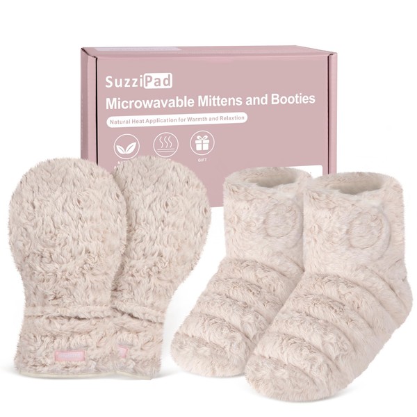 SuzziPad Microwavable Heated Gloves and Microwave Booties, Hand Heating Pad