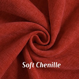 FUTEI Red Chenille Throw Pillow Covers 24x24 Inch Set of 2,Double Stitch Scalloped Bordered Soft Square Cushion Case,Home Decor for Couch,Bed,Living Room