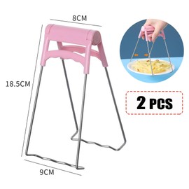 2 Pcs Stainless Steel Hot Bowl Clip Multifunction Anti-scalding Bowl Clip with Plastic Handle Pot Gripper Plate Clip Foldable Bowl Clip Cooking Tool for Kitchen