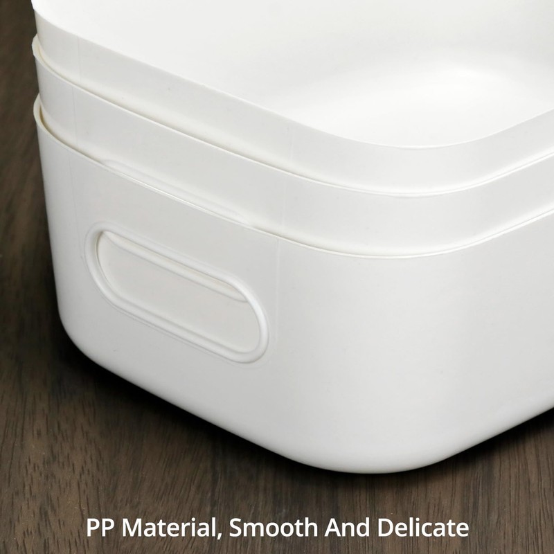 QWORK® 10 PCS White Plastic Storage Boxes with Handle 20.5