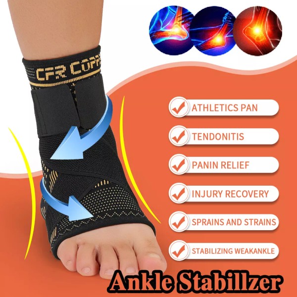 CFR Copper Ankle Support Brace Foot Compression Sleeve Arthritis Tendonitis