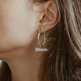 Dochais Gold Hoop Earrings for Women 14K Real Gold Plated Hoop with 925 Sterling Silver Post, Alloy Steel