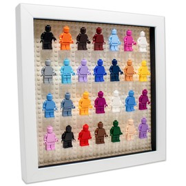 Poster Palooza Figurine Display Case 10x10 White Shadow Box for Miniature Figures 10x10 White Wood Shadow Box with White Base to Display Up to 28 Block Figures