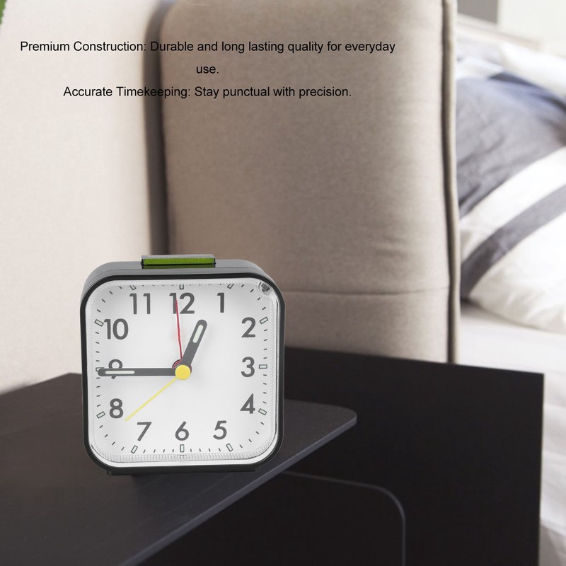 Small Clock Black Alarm Silent Minimalistic Design Snooze with Backlight