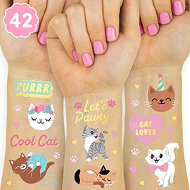 xo, Fetti Tatuajes temporales para gatos para niños, manualidades para niños y niñas, suministros de fiesta de cumpleaños, baby shower