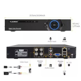 Floureon Smart CCTV DVR 4 Channel HD 1080P Digital Video Recorder; No HDD Included