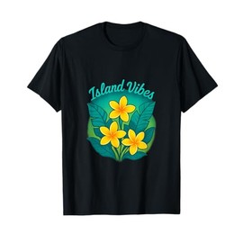 Island Vibes Aloha Script Hawaiian Plumeria & Teal Banana T-Shirt