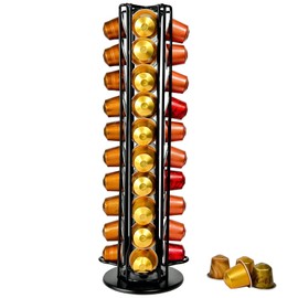 WORBIC Coffee Pod Holder for Nespresso OriginalLine Capsules, Large Compacity Coffee Capsule Holder, Coffee Pod Stand Holding 40 Small Nespresso Pods, Nespresso OriginalLine Organizer Black