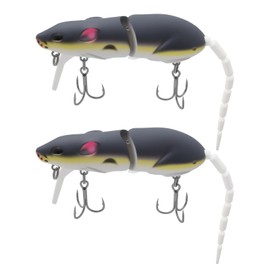 eMagTech 2pcs Rat Mouse Swimbait 15g 15.5cm Topwater Jointed Crankbait for Predator Fish Pike Fishing