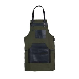 Tanner london Professional Canvas Apron, Multiple Colours,Leather Pockets, Adjustable Straps (Green)