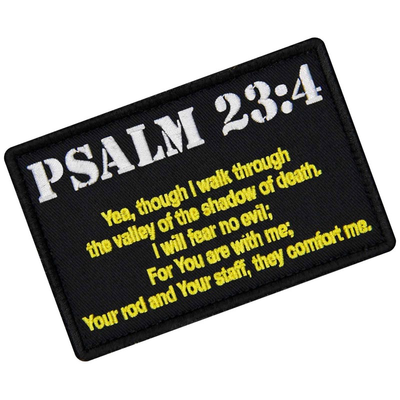 EmbTao Tactical Psalm 23:4 Patch Badge Morale Applique Embroidered Fastener