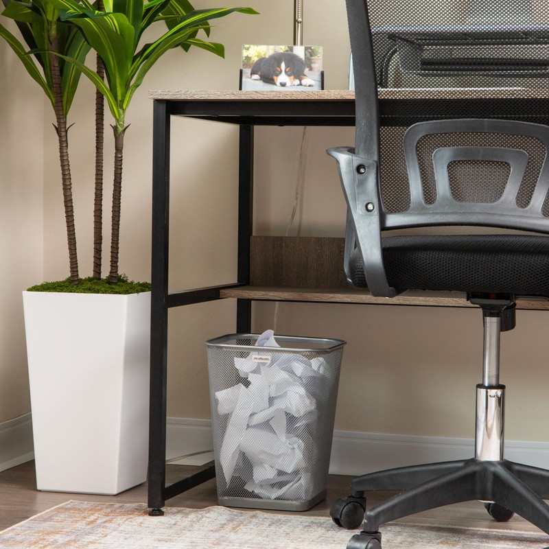 Mind Reader Mesh Trash Can, Waste Paper Basket, Square, Office,